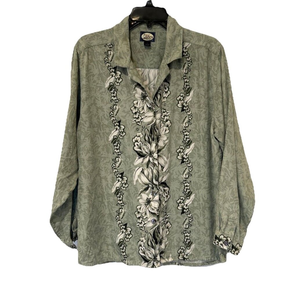Tommy Bahama Sage Green Floral Button-Up Blouse